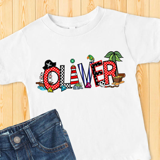Pirate Personalized Name Toddler T-shirt 2T 3T 4T 5T | Birthday gift Printify
