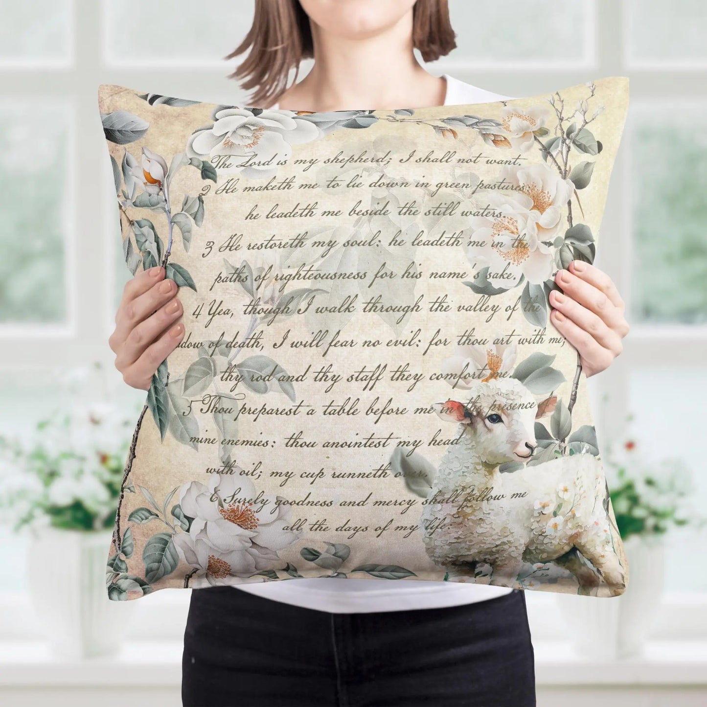 Psalm 23 Christian Pillow Cover Printify