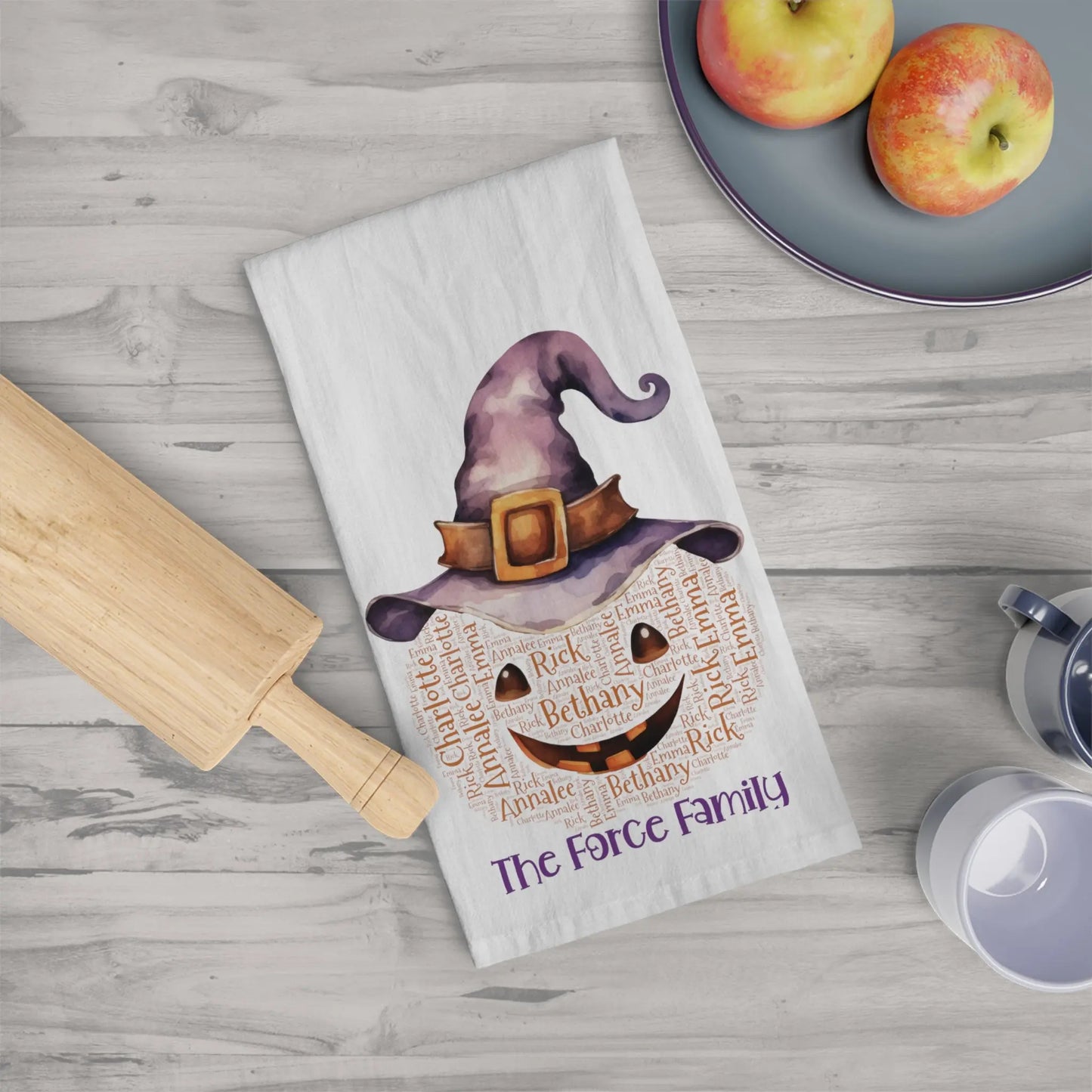 Pumpkin Halloween Personalized Kitchen Tea Towel Printify