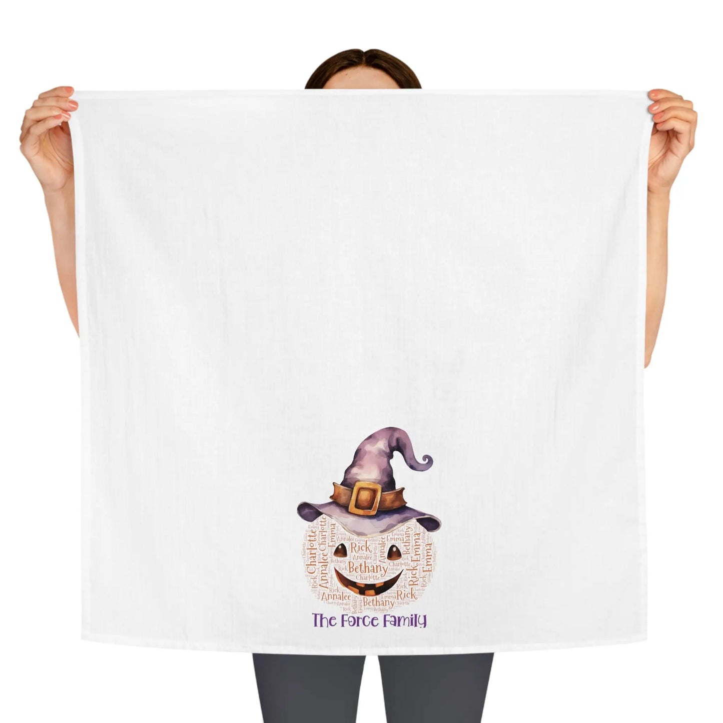 Pumpkin Halloween Personalized Kitchen Tea Towel - Amazing Faith Designs