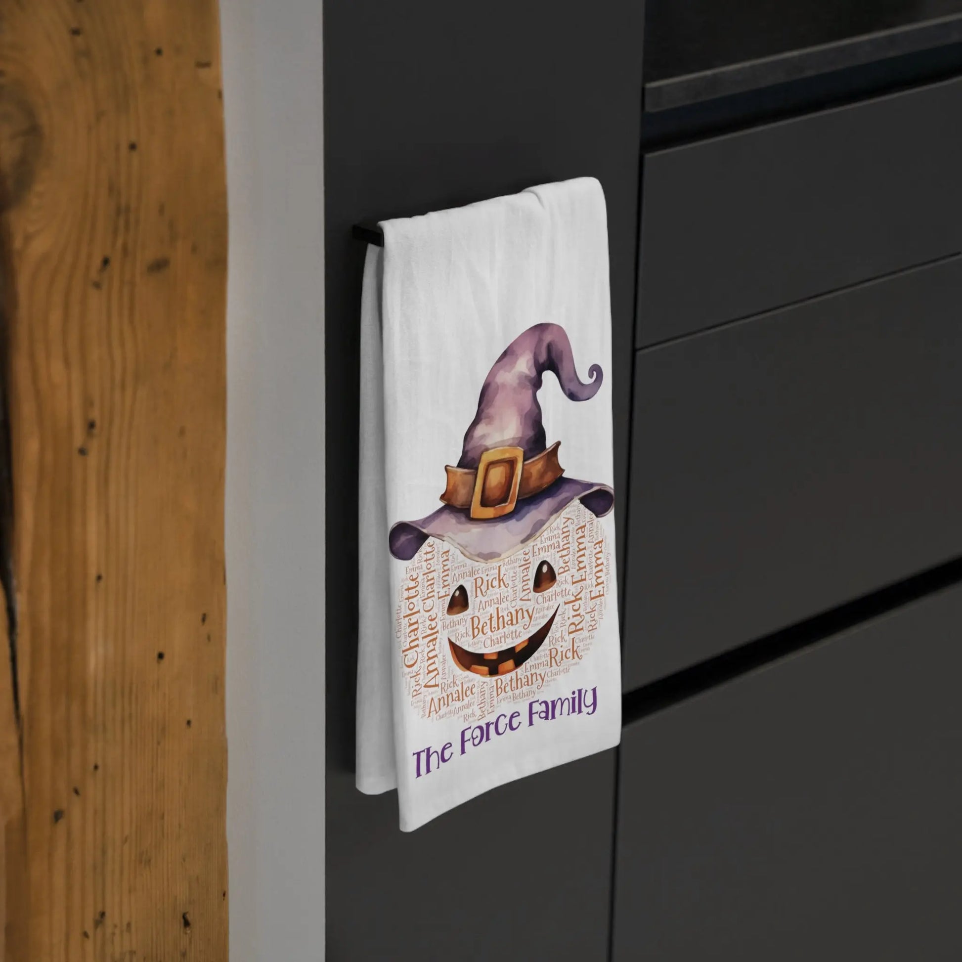 Pumpkin Halloween Personalized Kitchen Tea Towel Printify