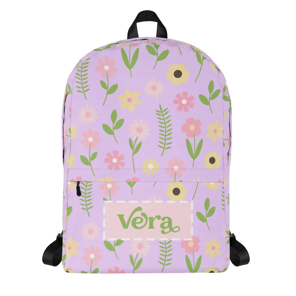 Purple Flowers Personalized Backpack Amazing Faith Designs