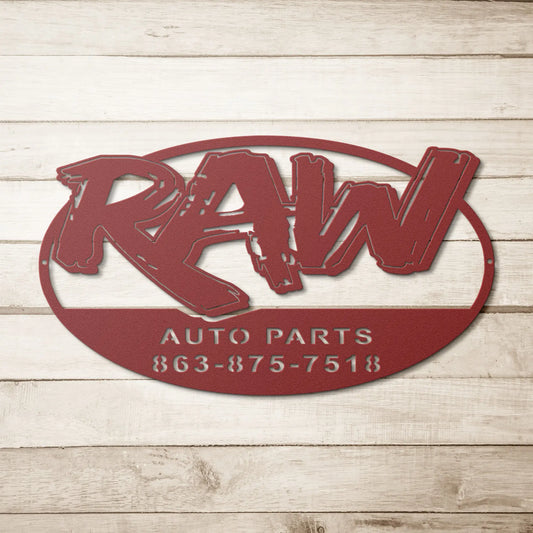 RAW Auto Parts Metal Sign - Red teelaunch