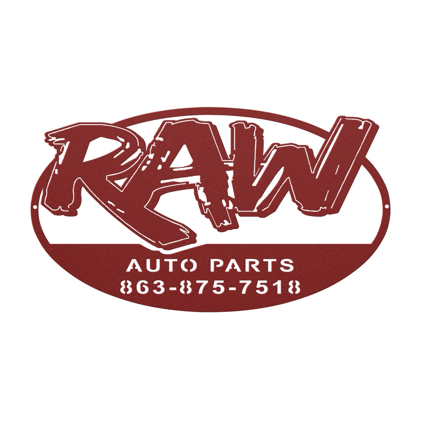 RAW Auto Parts Metal Sign - Red teelaunch
