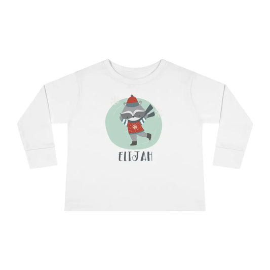 Raccoon Personalized Toddler Long Sleeve Tee Printify