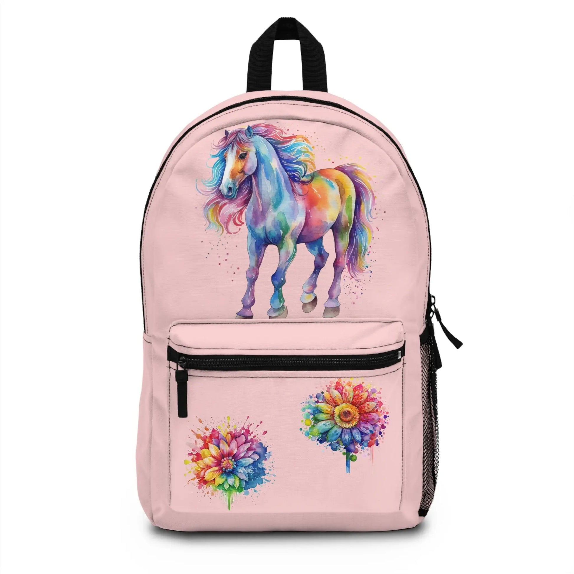 Rainbow Horse Pink Backpack - not personalized Printify