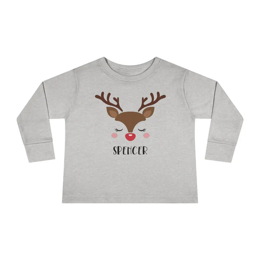Reindeer Personalized Toddler Long Sleeve Tee Printify