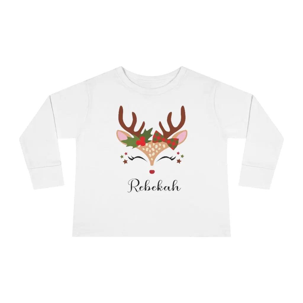 Reindeer Personalized Toddler Long Sleeve Tee Printify
