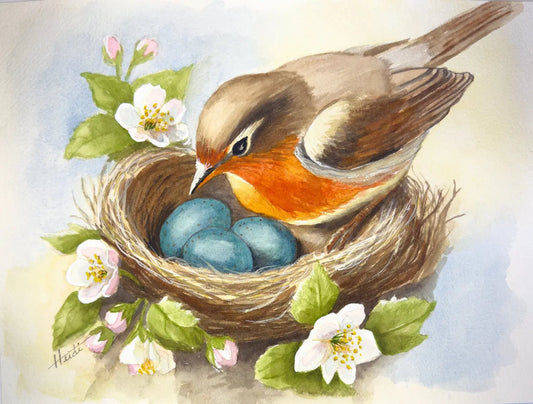 Renewal – Original Robin’s Nest Watercolor Painting (9x12) Amazing Faith Designs