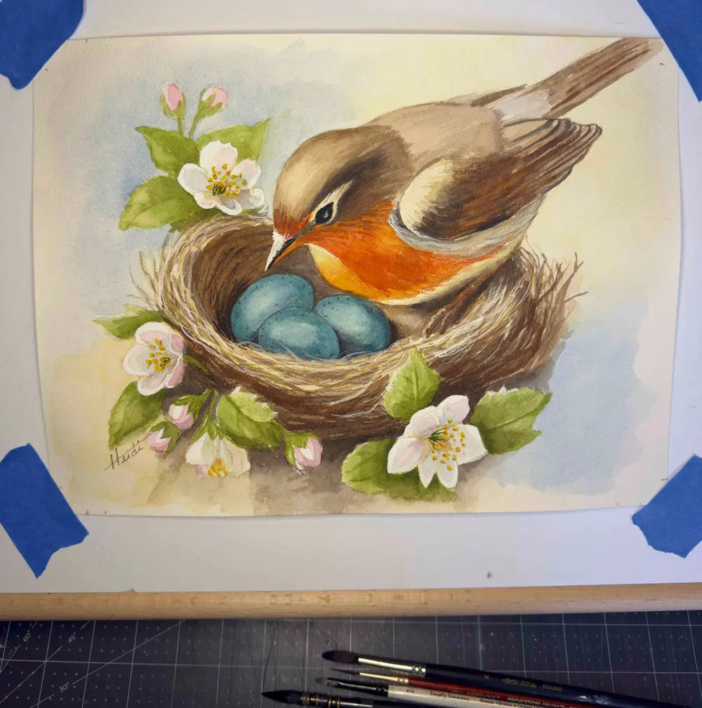 Renewal – Original Robin’s Nest Watercolor Painting (9x12) Amazing Faith Designs