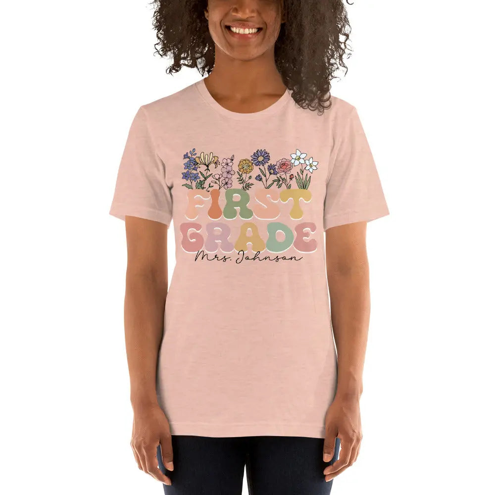 Retro Flowers Teacher Unisex t-shirt Amazing Faith Designs