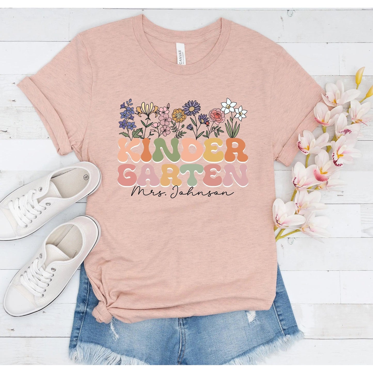 Retro Flowers Teacher Unisex t-shirt Amazing Faith Designs