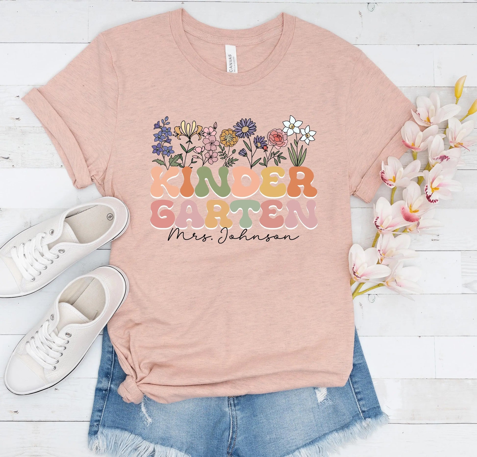 Retro Flowers Teacher Unisex t-shirt Amazing Faith Designs