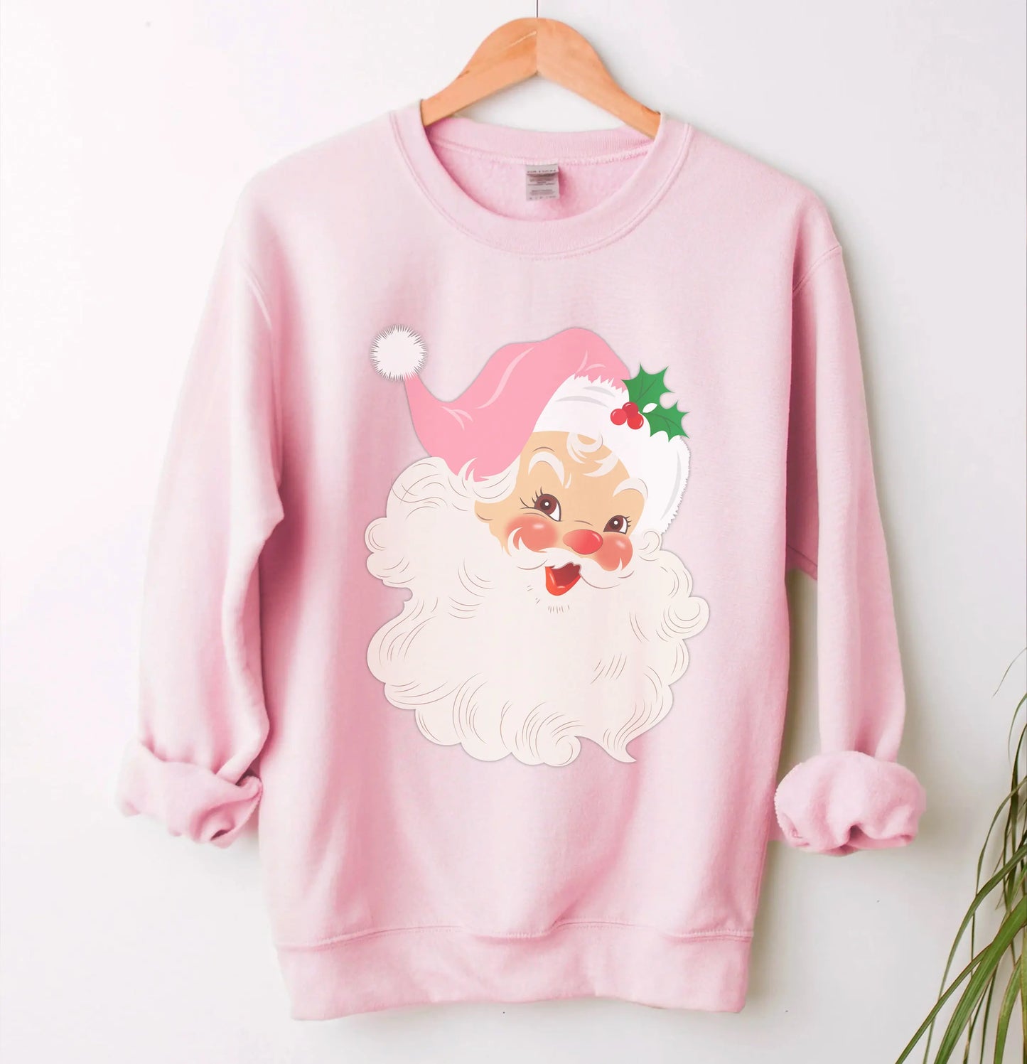 Retro Santa Sweatshirt,  Christmas Sweatshirt, Santa Claus Sweatshirt, Pink Christmas Sweatshirt Printify
