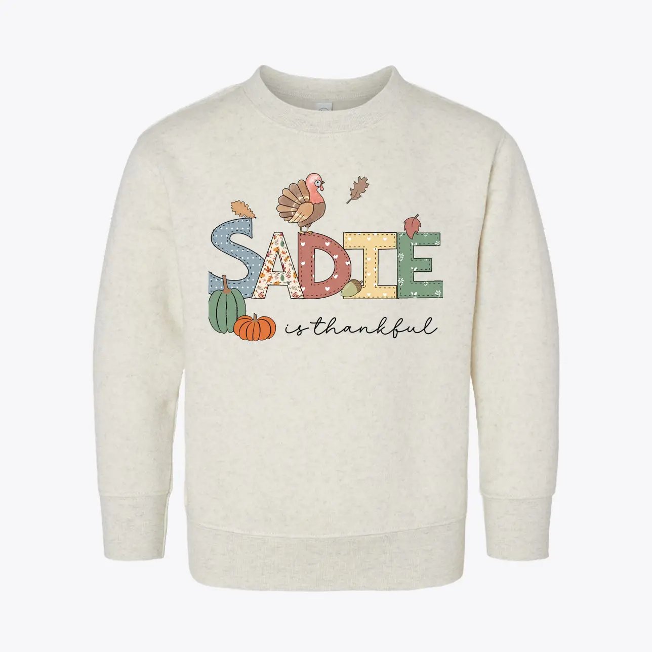 Sadie Thanksgiving Toddler Fleece Crewneck Sweatshirt SimplePrint