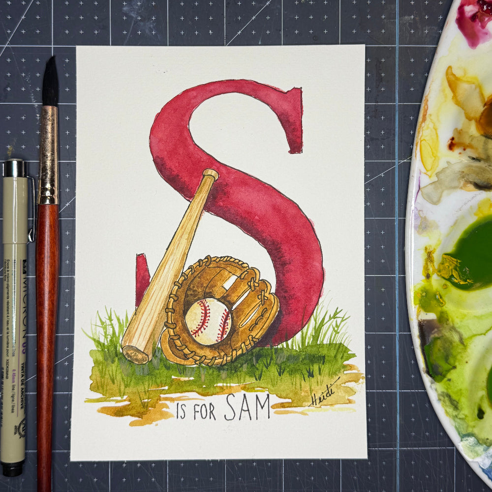 Personalized Watercolor Initial Painting for Dad or Grandpa - Amazing Faith Designs