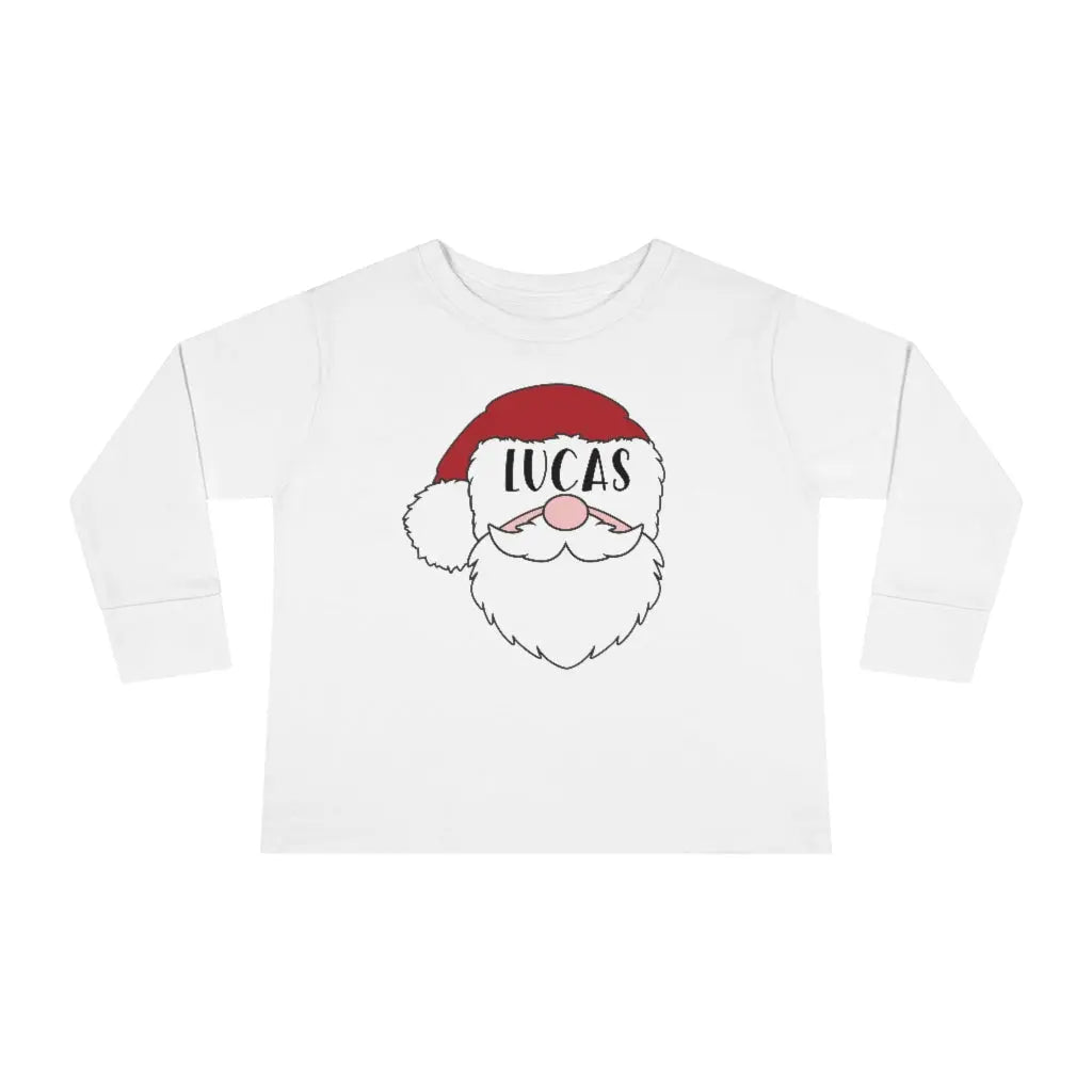 Santa Personalized Toddler Long Sleeve Tee, Toddler Christmas Shirt Printify