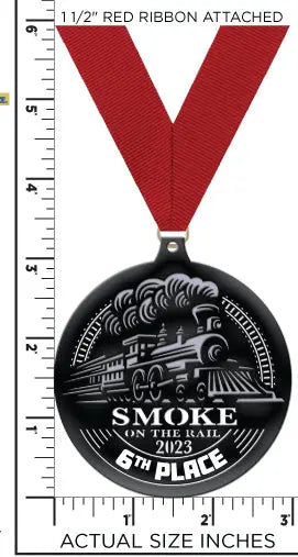 Smoke on the Rail Black Nickel Medal with Ribbon Amazing Faith Designs