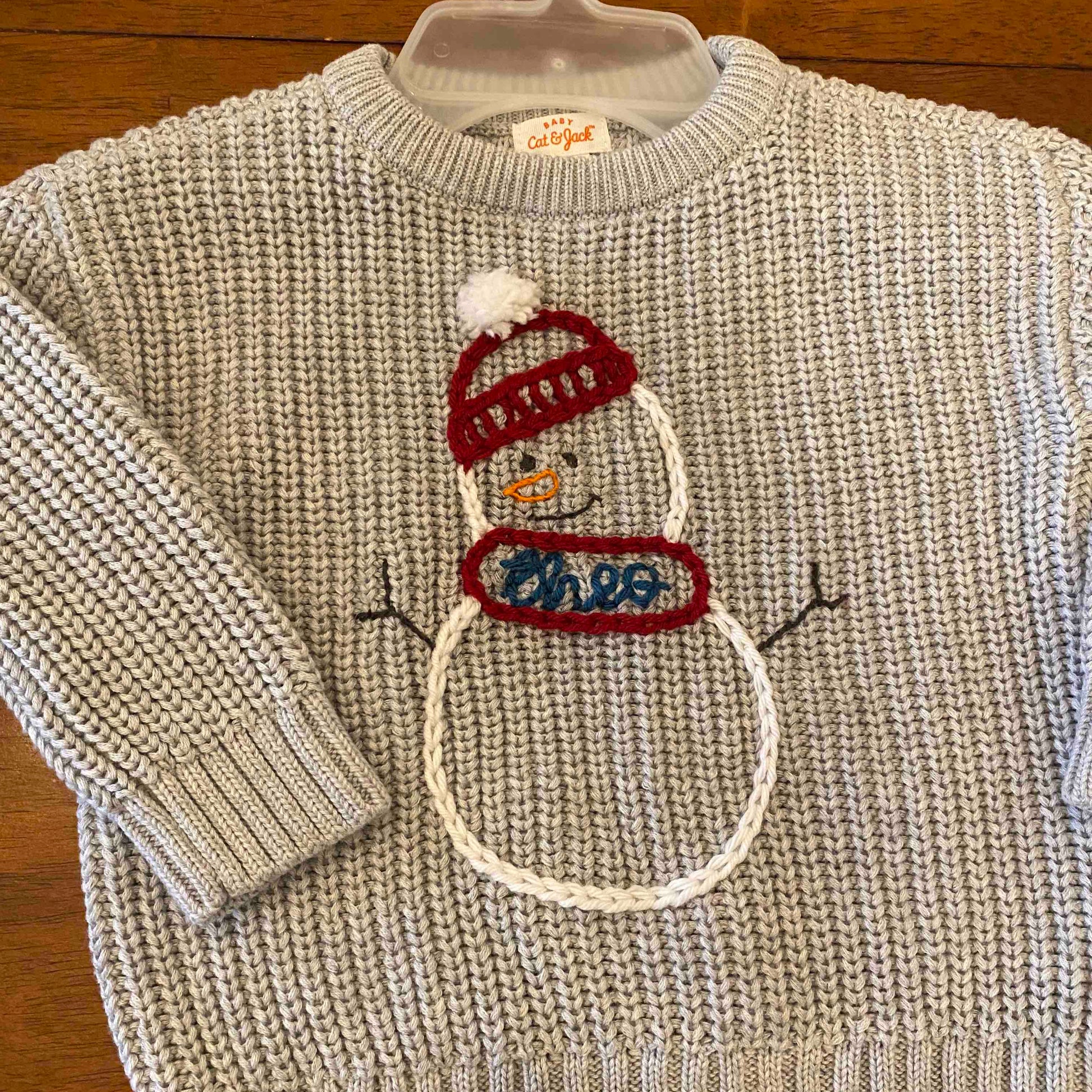 Snowman Hand Embroidered Sweater - Amazing Faith Designs