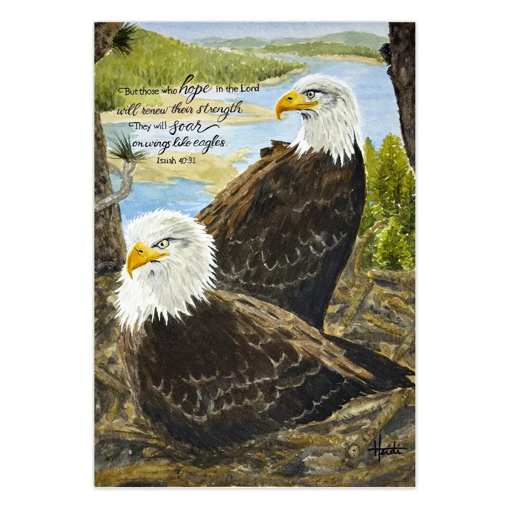 Soar Like Eagles Christian Greeting Card | Isaiah 40:31 | Original Watercolor by Heidi Sack Amazing Faith Designs
