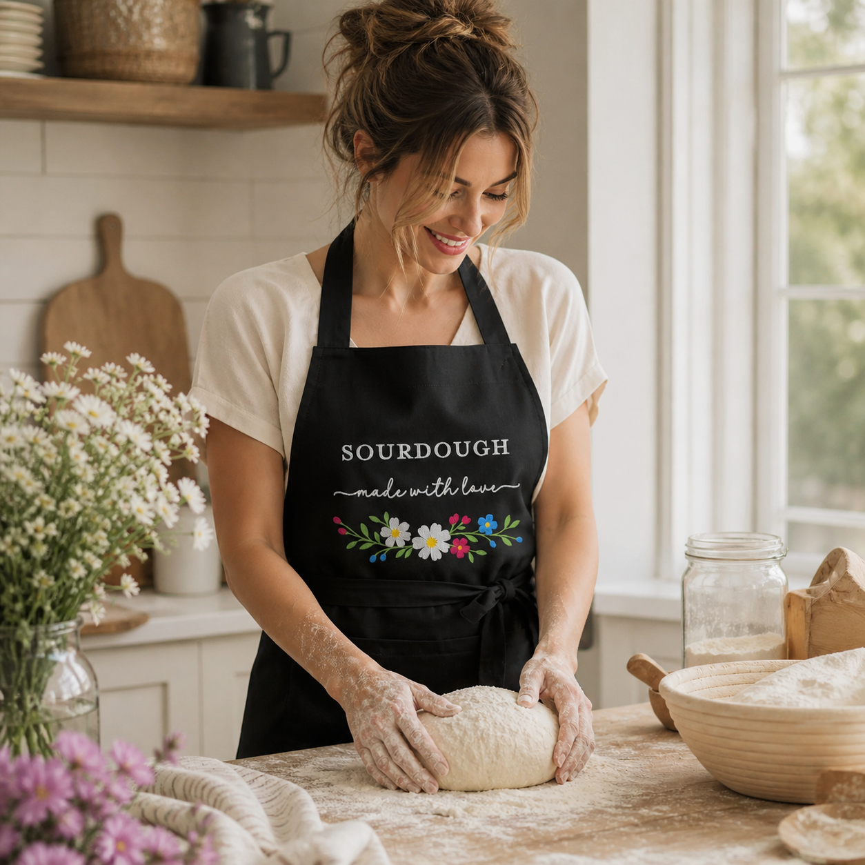 Sourdough Made With Love Embroidered Organic Cotton Apron - Amazing Faith Designs