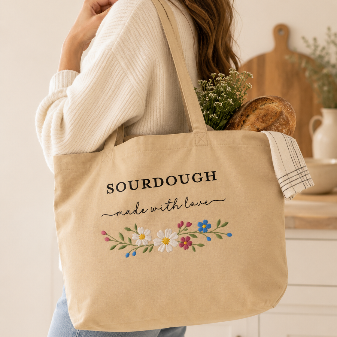 Sourdough Made With Love Large organic tote bag - Amazing Faith Designs