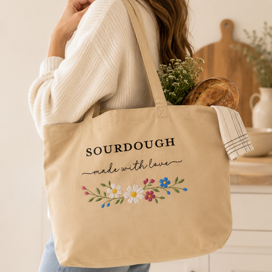 Sourdough Made With Love Large organic tote bag - Amazing Faith Designs