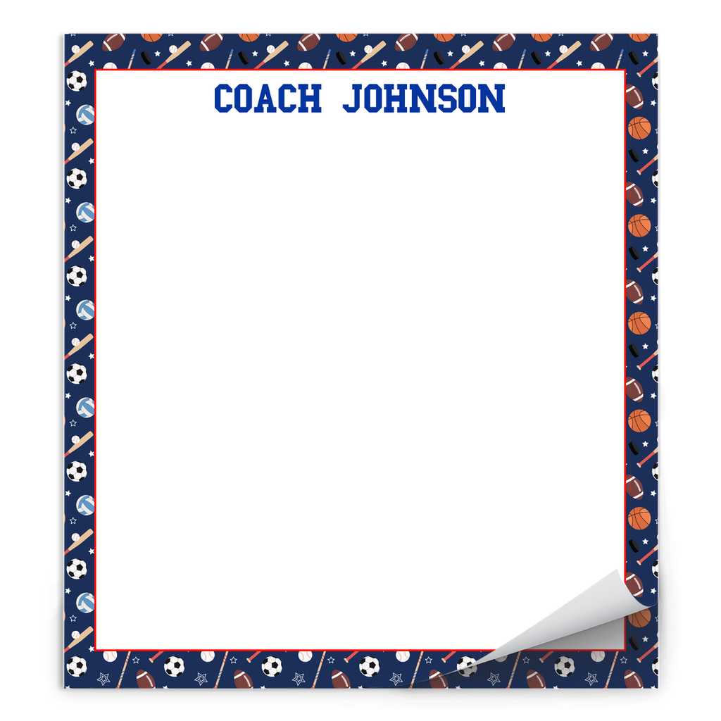 Sports Personalized Notepad, Gift for Coach Amazing Faith Designs