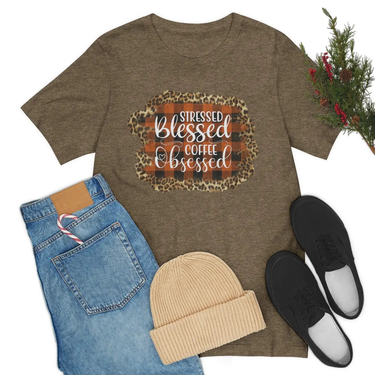 Stressed Blessed Coffee Obsessed Tee - Amazing Faith Designs