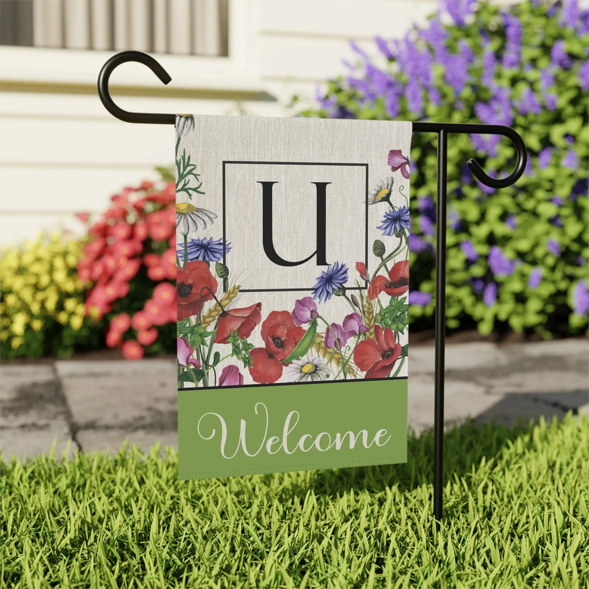 Summer Flowers Personalized Garden Flag Printify