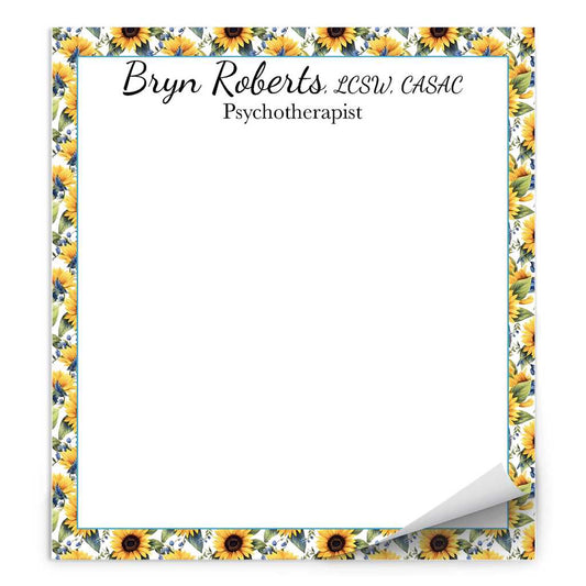 Sunflower Personalized Notepad, Gift for Teacher Amazing Faith Designs