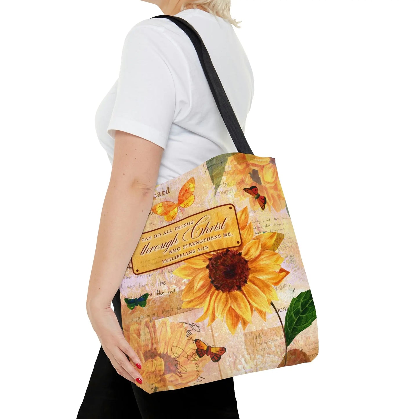 Sunflowers Scripture Christian Tote Bag (Three Sizes) Printify