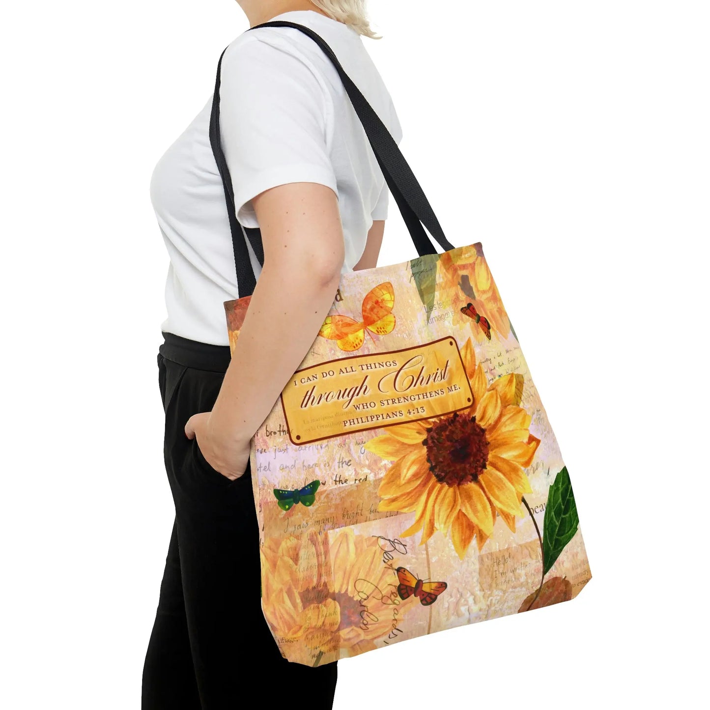 Sunflowers Scripture Christian Tote Bag (Three Sizes) Printify