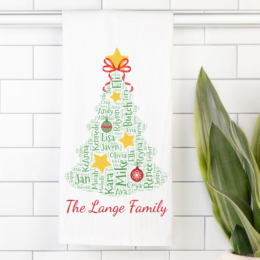 Christmas Tree Personalized Kitchen Tea Towel - Amazing Faith Designs