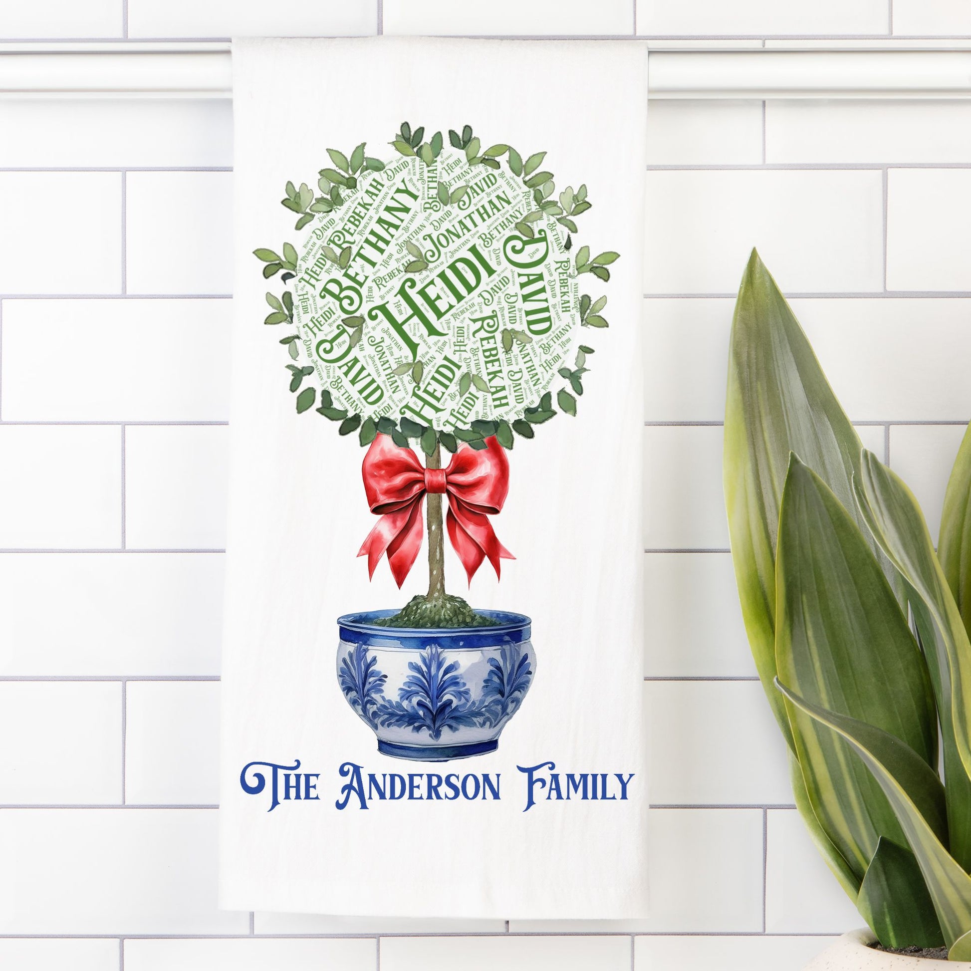 Chinoiserie Topiary Tea Towel - Amazing Faith Designs