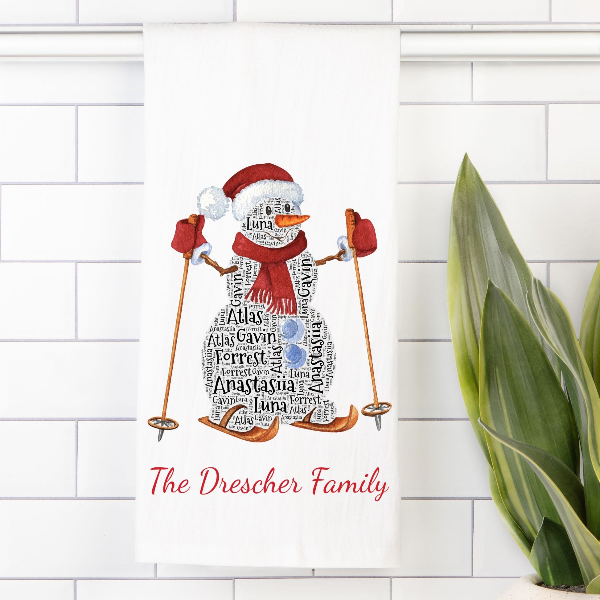 Snowman Kitchen Tea Towel - Christmas Tea Towel - Amazing Faith Designs