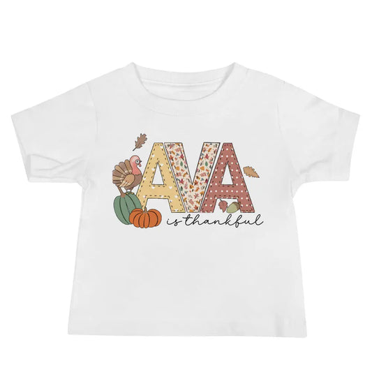 Thanksgiving Doodle Name Baby Short Sleeve Tee Amazing Faith Designs