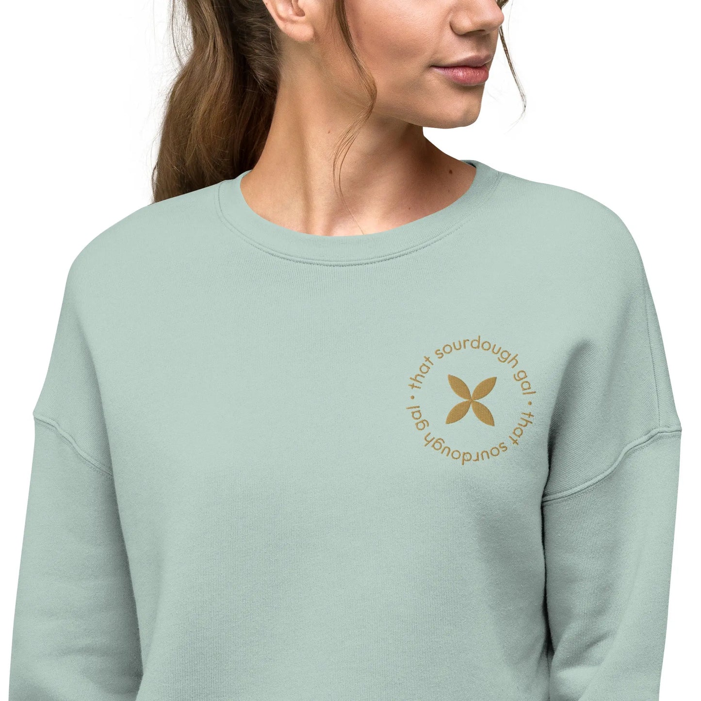 That Sourdough Gal Embroidered Crop Crew Fleece - Amazing Faith Designs