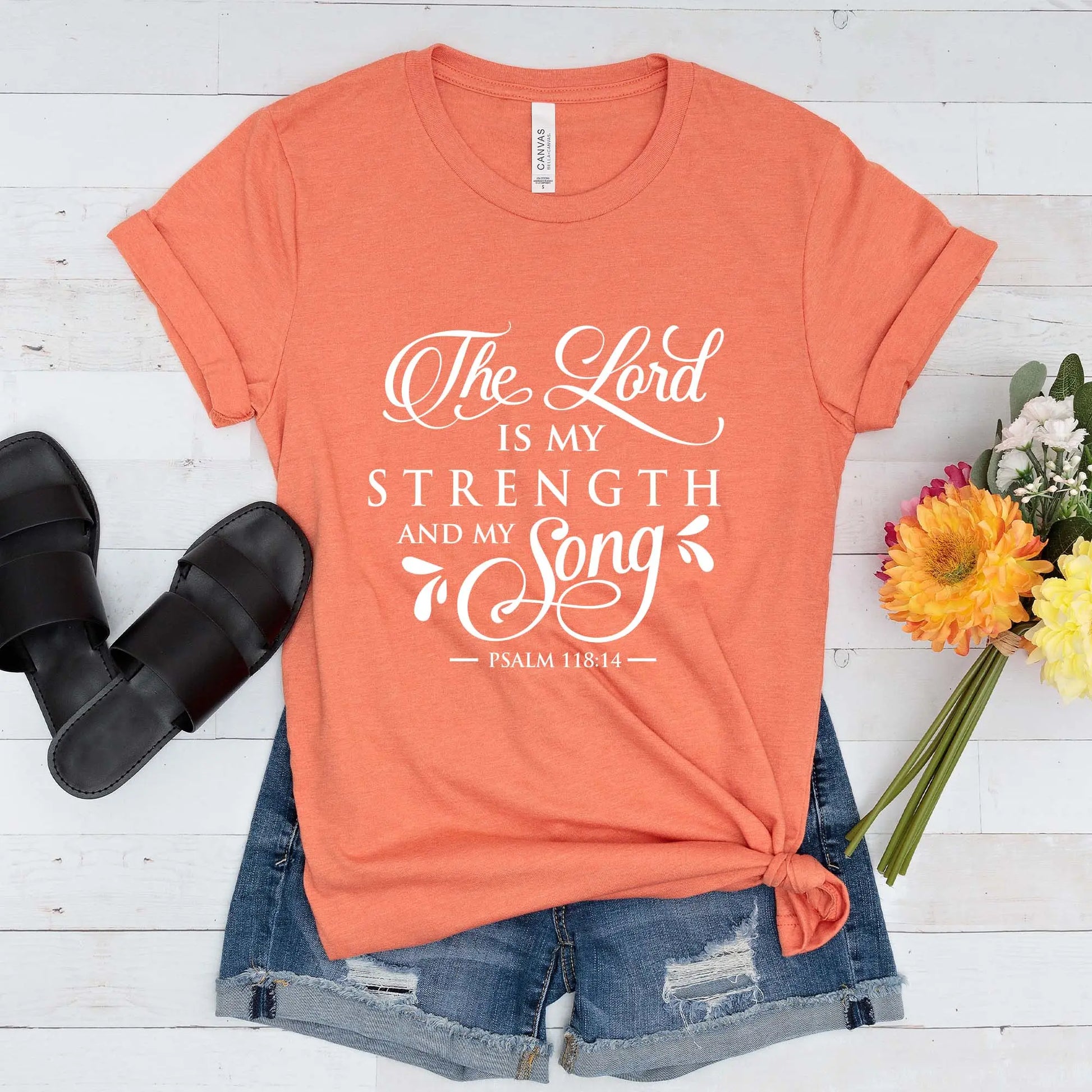 The Lord is My Strength and My Song Christian T-shirt | Psalm 118:14 - Amazing Faith Designs