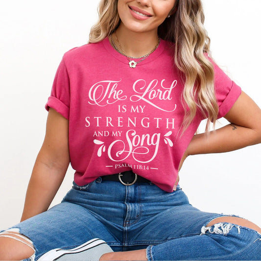 The Lord is My Strength and My Song Christian T-shirt | Psalm 118:14 Amazing Faith Designs