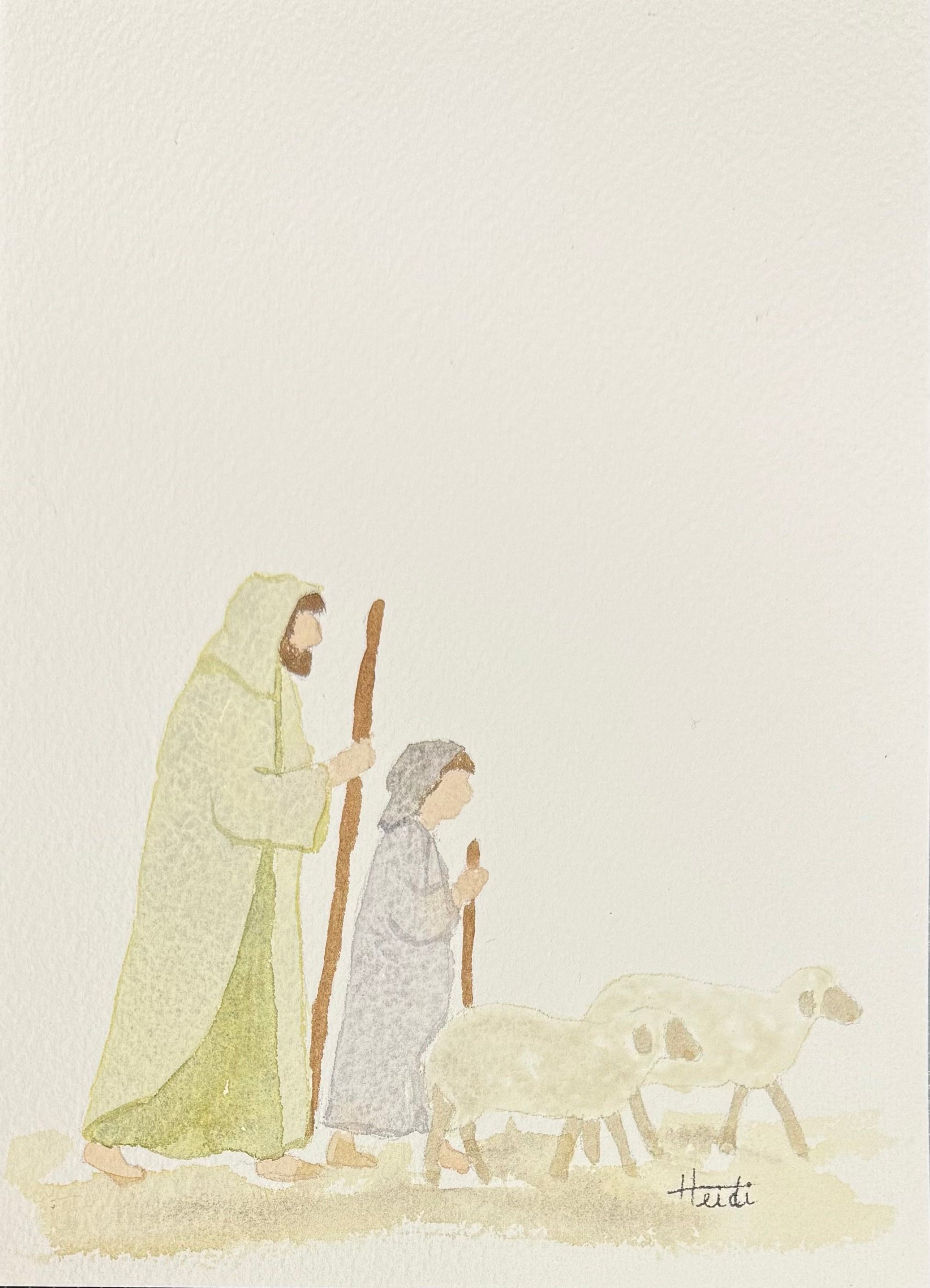 Minimalist Nativity Original Watercolor Painting - Amazing Faith Designs