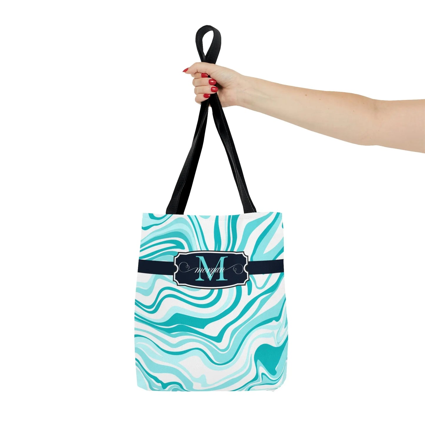 Tiffany Blue Monogram Name Tote Bag, Personalized Tote Bags, Bridesmaid Tote, Beach Tote, Bridesmaid Gift, Bridal Party Gifts, Wedding Welcome Bag Printify