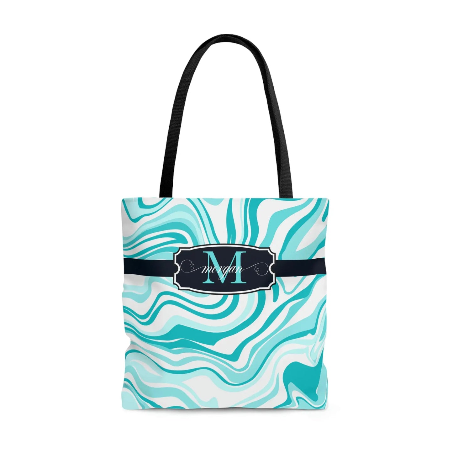 Tiffany Blue Monogram Name Tote Bag, Personalized Tote Bags, Bridesmaid Tote, Beach Tote, Bridesmaid Gift, Bridal Party Gifts, Wedding Welcome Bag Printify