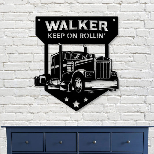 Trucker Personalized Metal Sign |Truck Metal Wall Art teelaunch