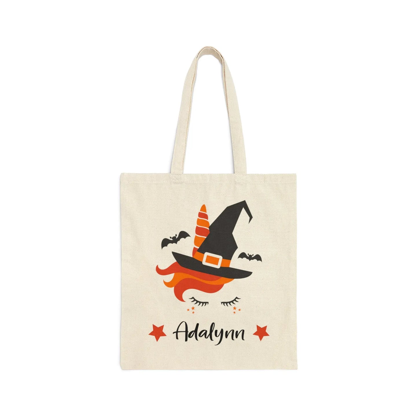 Unicorn Trick or Treat Canvas Tote Bag, Kids Halloween Bag - Amazing Faith Designs