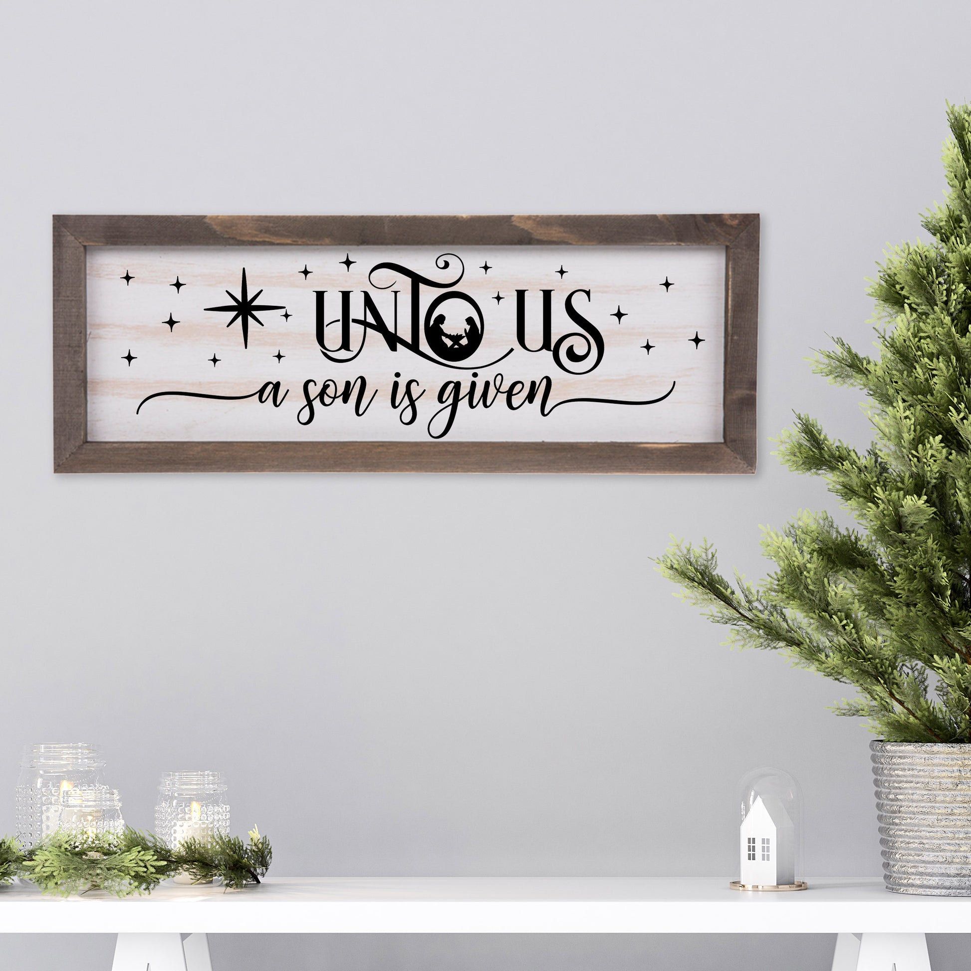 Unto Us a Son Is Given Rustic Christmas Wood Sign | Isaiah 9:6 - Amazing Faith Designs