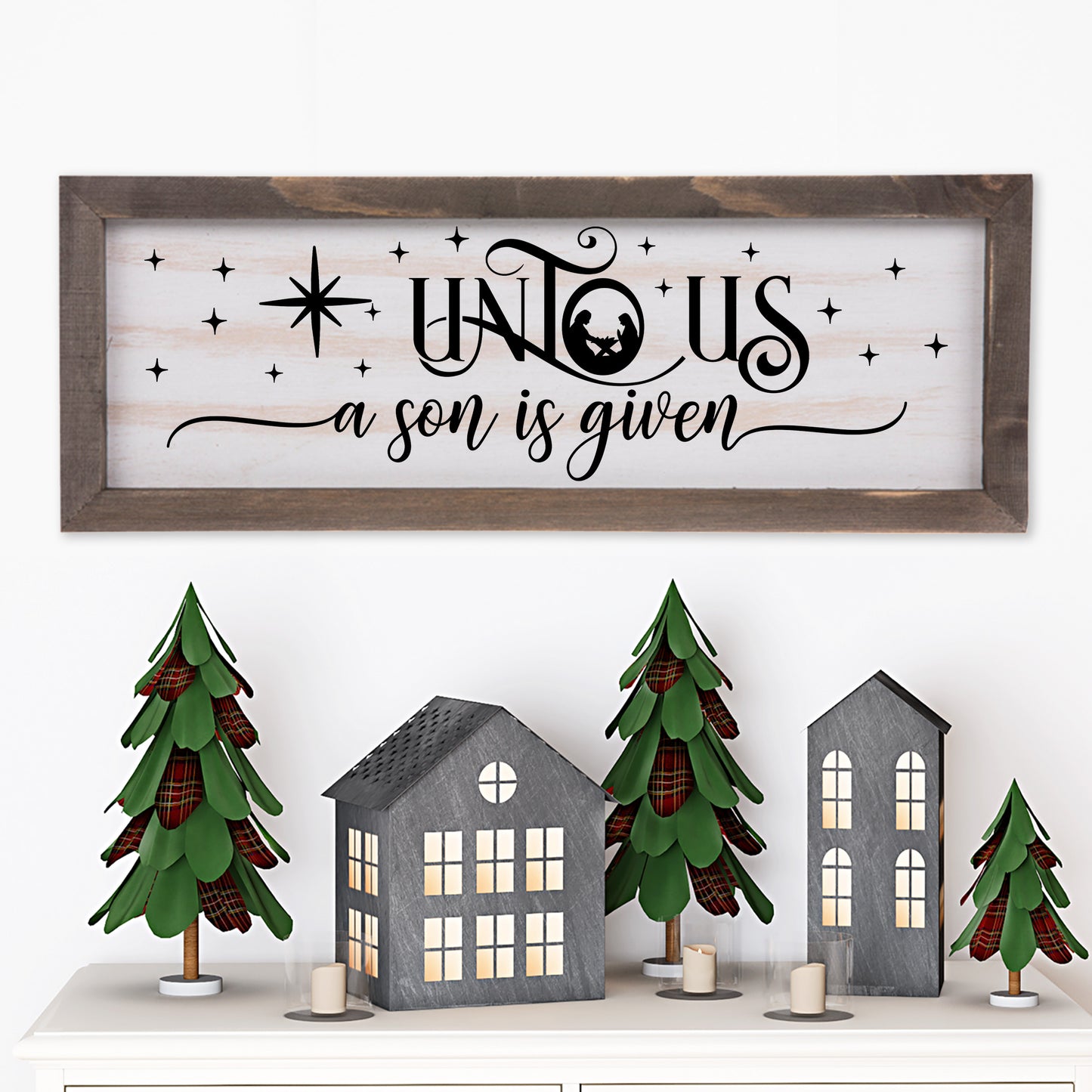 Unto Us a Son Is Given Rustic Christmas Wood Sign | Isaiah 9:6 - Amazing Faith Designs