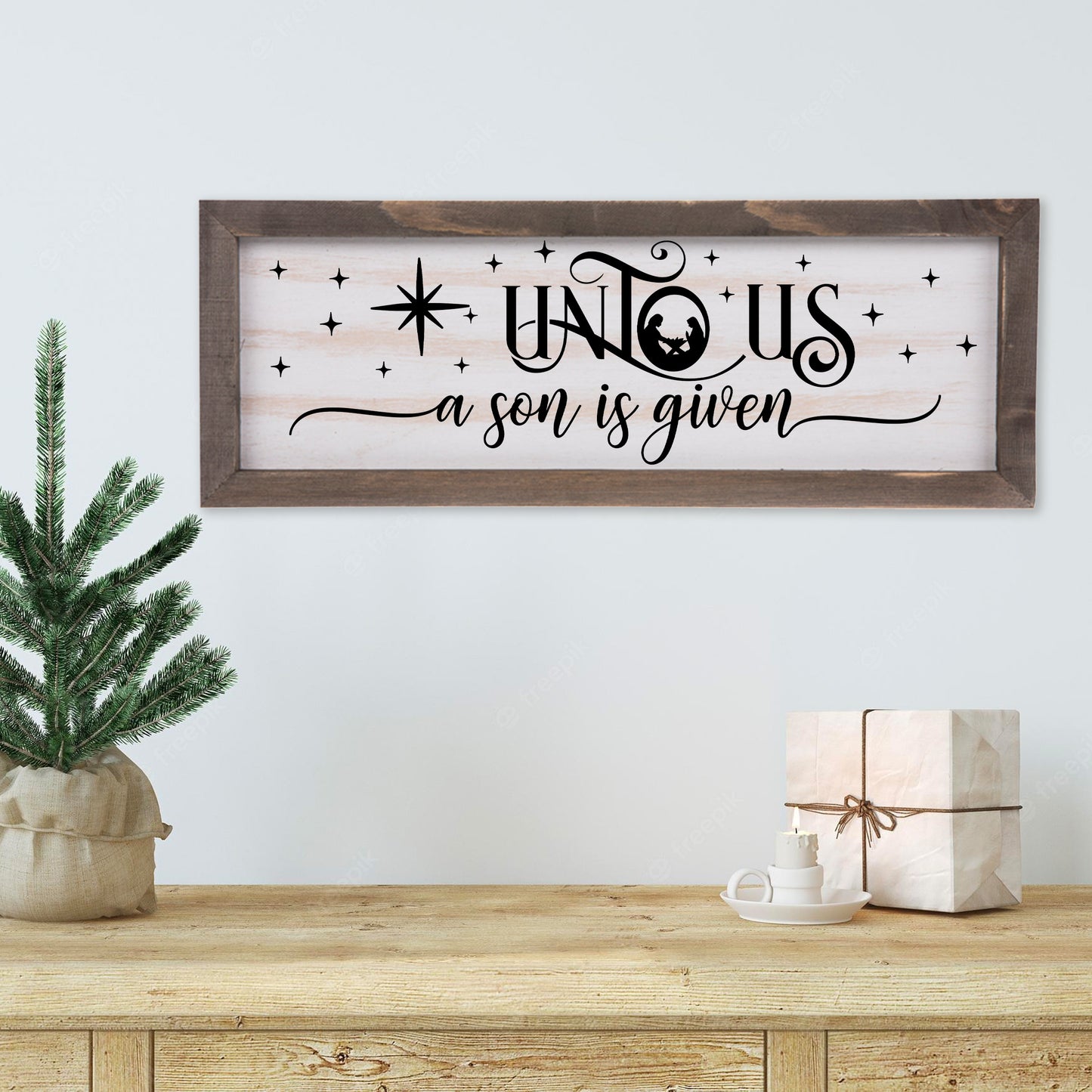 Unto Us a Son Is Given Rustic Christmas Wood Sign | Isaiah 9:6 - Amazing Faith Designs