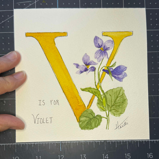 Floral Alphabet Letter with Name - Original Watercolor - Amazing Faith Designs