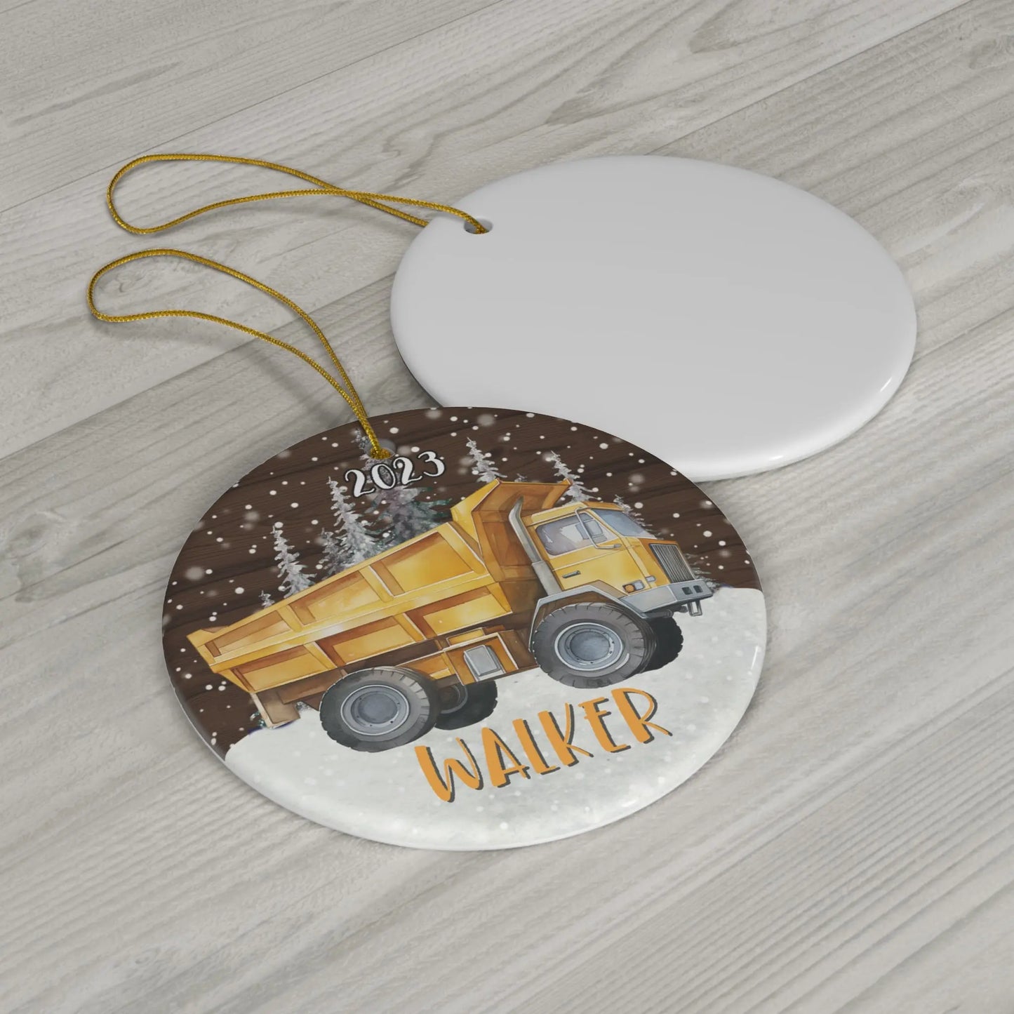 Walker Dump Truck Personalized Ceramic Ornament Printify
